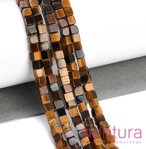 KAMIEŃ NATURALNY  TYGRYSIE OKO KOSTKA NIEREGULARNA 3,5x3,5x3,5MM