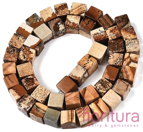 KAMIEŃ NATURALNY  JASPIS KRAJOBRAZOWY KOSTKA NIEREGULARNA 7-9x7-9x7-9MM