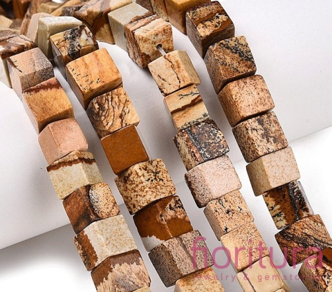 KAMIEŃ NATURALNY  JASPIS KRAJOBRAZOWY KOSTKA NIEREGULARNA 7-9x7-9x7-9MM