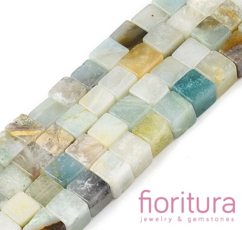 KAMIEŃ NATURALNY  AMAZONIT KWIATOWY KOSTKA NIEREGULARNA 6-6,5x6-5,5x6-6,5MM