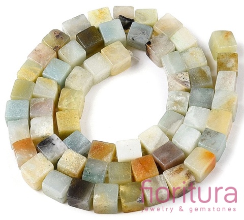 KAMIEŃ NATURALNY  AMAZONIT KWIATOWY KOSTKA NIEREGULARNA 6-6,5x6-5,5x6-6,5MM