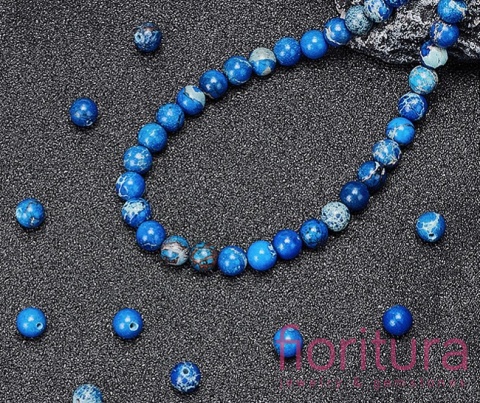 KAMIEŃ NATURALNY DOBARWIANY JASPIS CESARSKI NIEBIESKI KULA 6MM