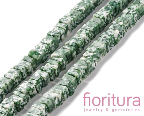 KAMIEŃ NATURALNY JASPIS PLAMISTY ZIELONY KOSTKA NIEREGULARNA 6-6,5x6-5,5x6-6,5MM