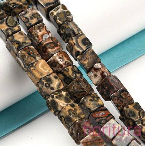 KAMIEŃ NATURALNY JASPIS LEOPARDZI KOSTKA NIEREGULARNA 6-6,5x6-5,5x6-6,5MM