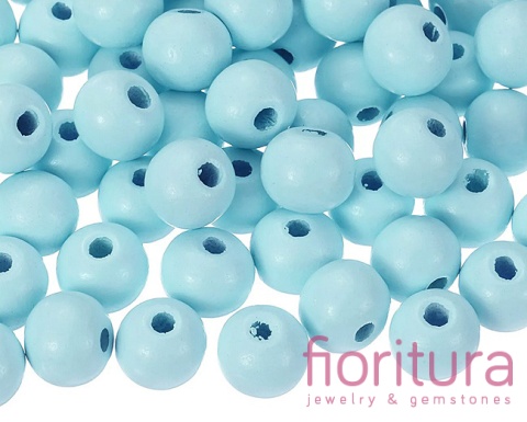 KORALIKI DREWNIANE KULA 8MM KOLOR LIGHT SKY BLUE