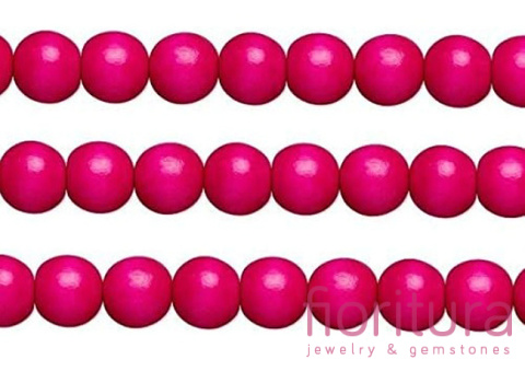 KORALIKI DREWNIANE KULA 10MM KOLOR FUKSJA