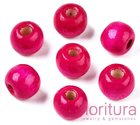 KORALIKI DREWNIANE KULA 10MM KOLOR FUKSJA