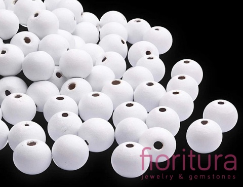 KORALIKI DREWNIANE KULA 8MM KOLOR BIAŁY