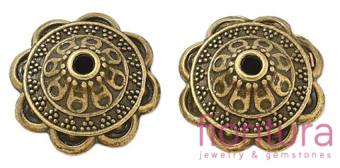 NAKŁADKA KWIAT 14X5MM KOLOR STARE ZŁOTO