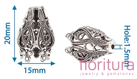 NAKŁADKA STOŻEK 20x15MM KOLOR STARE SREBRO