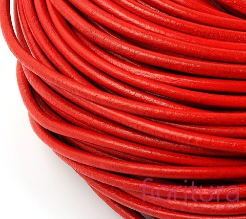 RZEMIEŃ OKRĄGŁY SKÓRA NATURALNA 3MM KOLOR CZERWONY