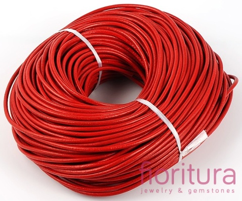 RZEMIEŃ OKRĄGŁY SKÓRA NATURALNA 3MM KOLOR CZERWONY