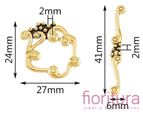 ZAPIĘCIE PRZEKŁADKOWE 24x27x2MM KOLOR STARE ZŁOTO