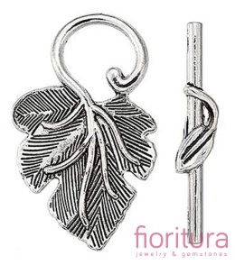 ZAPIĘCIE PRZEKŁADKOWE LIŚĆ 37x23x2MM KOLOR STARE SREBRO