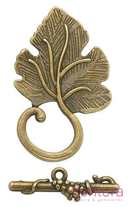 ZAPIĘCIE PRZEKŁADKOWE LIŚĆ 37x23MM KOLOR STARE ZŁOTO