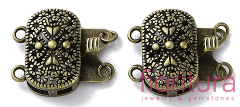 ZAPIĘCIE SZUFLADKOWE Z BLOKADĄ ROZDZIELACZ NA DWA OWAL 15x16x6MM KOLOR STARE ZŁOTO