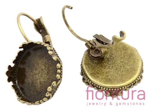 BAZA KOLCZYKA 28x16MM KABOSZON 15MM KOLOR STARE ZŁOTO 