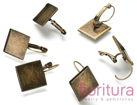 BAZA KOLCZYKA 28x16MM KABOSZON 15x15MM KOLOR STARE ZŁOTO 