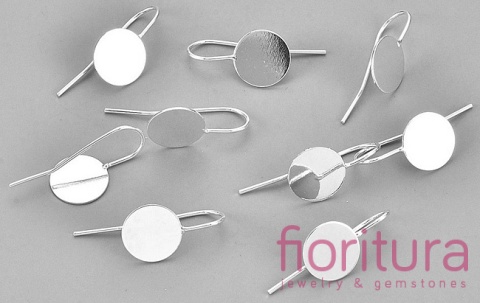 BAZA KOLCZYKA 24x10MM KABOSZON 10MM KOLOR SREBRNY