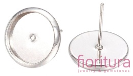 BAZA KOLCZYKÓW 12MM KABOSZON 10MM KOLOR STARE SREBRO