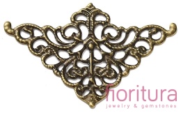 BAZA, ŁĄCZNIK,ZAWIESZKA NAROŻNIK FILIGRAN 33x51x1MM KOLOR STARE ZŁOTO