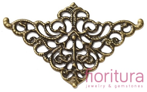 BAZA, ŁĄCZNIK,ZAWIESZKA NAROŻNIK FILIGRAN 33x51x1MM KOLOR STARE ZŁOTO