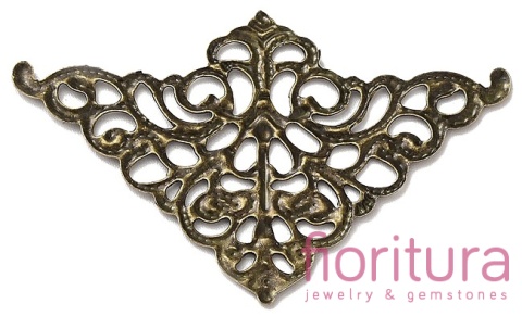 BAZA, ŁĄCZNIK,ZAWIESZKA NAROŻNIK FILIGRAN 33x51x1MM KOLOR STARE ZŁOTO