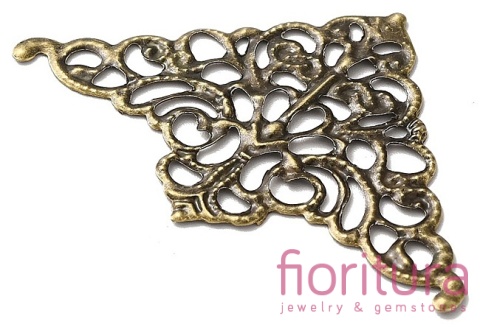 BAZA, ŁĄCZNIK,ZAWIESZKA NAROŻNIK FILIGRAN 33x51x1MM KOLOR STARE ZŁOTO