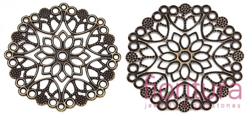 BAZA, ŁĄCZNIK,ZAWIESZKA FILIGRAN 33x33x0,5MM KOLOR STARE ZŁOTO