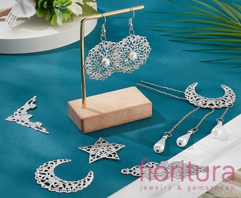 BAZA, ŁĄCZNIK,ZAWIESZKA FILIGRAN 43x38x0,5MM KOLOR STARE SREBRO