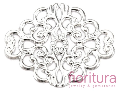 BAZA, ŁĄCZNIK,ZAWIESZKA FILIGRAN 37x30x0,5MM KOLOR STARE SREBRO