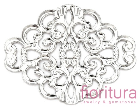 BAZA, ŁĄCZNIK,ZAWIESZKA FILIGRAN 37x30x0,5MM KOLOR STARE SREBRO