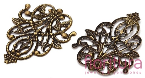 BAZA, ŁĄCZNIK,ZAWIESZKA FILIGRAN 35x25x0,5MM KOLOR STARE ZŁOTO