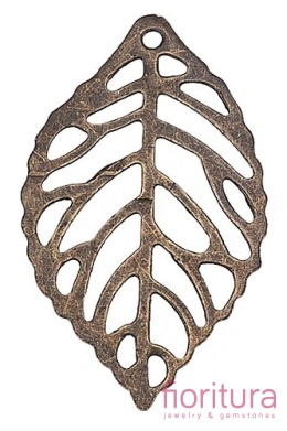 BAZA, ŁĄCZNIK,ZAWIESZKA FILIGRAN LIŚĆ 24x14x0,2MM KOLOR STARE ZŁOTO