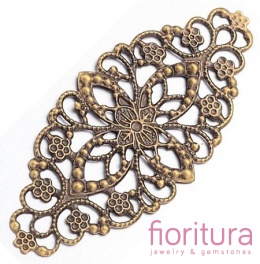 BAZA, ŁĄCZNIK, ZAWIESZKA FILIGRAN OWAL 81x35x1MM KOLOR STARE ZŁOTO