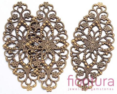 BAZA, ŁĄCZNIK, ZAWIESZKA FILIGRAN OWAL 81x35x1MM KOLOR STARE ZŁOTO