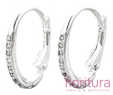 BIGLE ANGIELSKIE MICRO PAVE Z SZEŚCIENNYMI CYRKONIAMI CRYSTAL 15x10x2MM POSREBRZANE