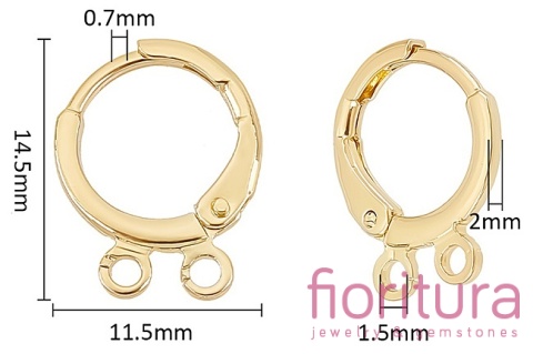 BIGLE ANGIELSKIE TYPU KAJDANKI Z DWOMA OTWORAMI 14,5x11,5x2MM KOLOR ZŁOTY 