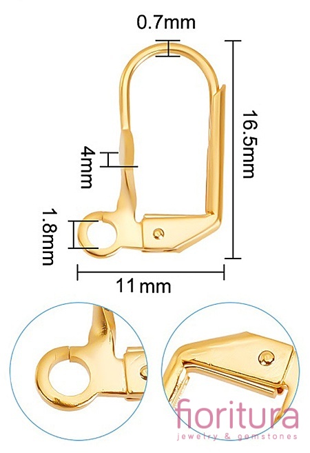 BIGLE ANGIELSKIE OZDOBNE 16,5x11x4MM POZŁACANE