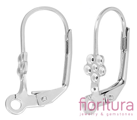 BIGLE ANGIELSKIE Z KWIATKIEM 17x5x2MM KOLOR SREBRNY