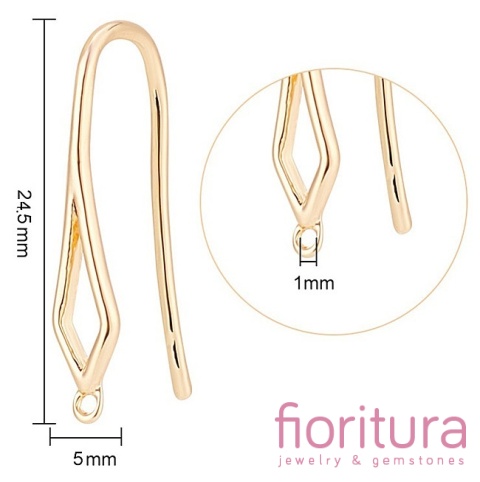 BIGLE OTWARTE Z AŻUROWYM ROMBEM 24,5x5MM POZŁACANE