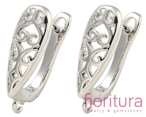 BIGLE ZATRZASKOWE AŻUROWE 18x6MM KOLOR PLATINUM