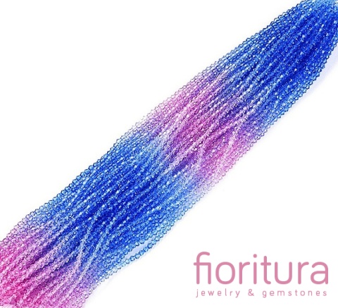 KORALIKI SZKLANE FASETOWANE BICON 4,5x4MM KOLOR NIEBIESKI/RÓŻOWY CIENIOWANY