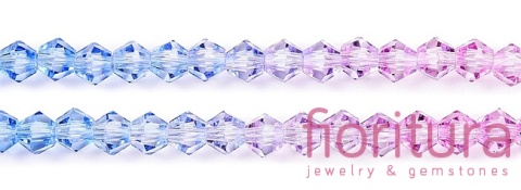 KORALIKI SZKLANE FASETOWANE BICON 4,5x4MM KOLOR NIEBIESKI/RÓŻOWY CIENIOWANY
