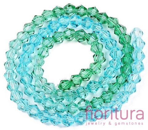 KORALIKI SZKLANE FASETOWANE BICON 4,5x4MM KOLOR NIEBIESKI/ZIELONY CIENIOWANY