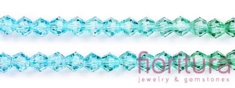 KORALIKI SZKLANE FASETOWANE BICON 4,5x4MM KOLOR NIEBIESKI/ZIELONY CIENIOWANY