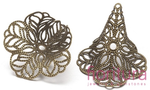 NAKŁADKA FILIGRANOWA AŻUROWA 28,5x21x15,5MM KOLOR STARE ZŁOTO