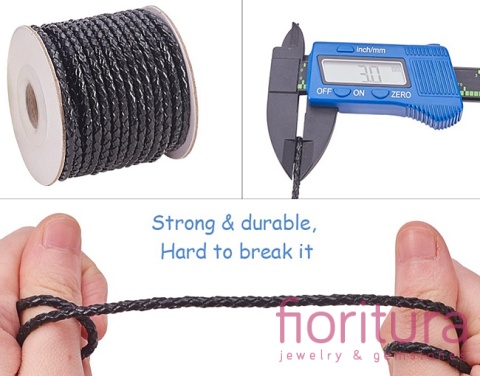 RZEMIEŃ OKRĄGŁY PLECIONY SKÓRA NATURALNA 3MM KOLOR BLACK