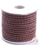 RZEMIEŃ OKRĄGŁY PLECIONY SKÓRA NATURALNA 3MM KOLOR DARK RED