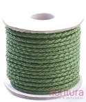 RZEMIEŃ OKRĄGŁY PLECIONY SKÓRA NATURALNA 3MM KOLOR GREEN